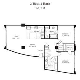 2 beds, 2 baths, 1,318 sqft, $2,702