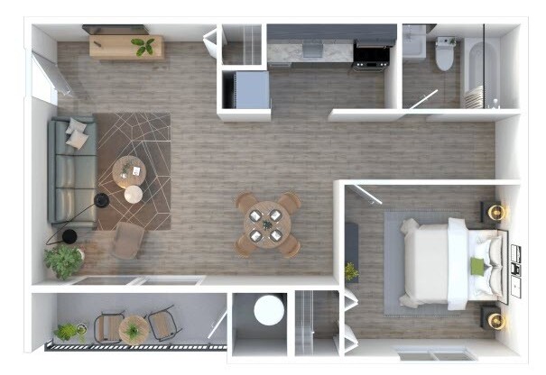 1 bed, 1 bath, 671 sqft, $900