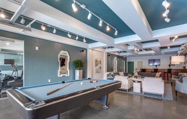 Billiards Table In Game Room at Greenway at Fisher Park, Greensboro, 27401