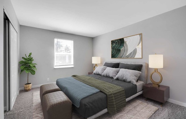 our apartments offer a bedroom with a king sized bed at Station JTown, Louisville, 40299