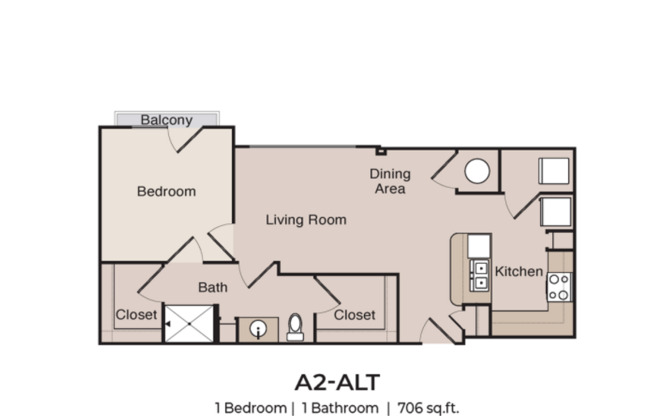 1 bed, 1 bath, 706 sqft, $1,675