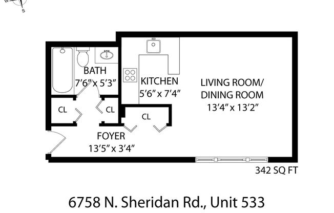 Studio, 1 bath, 275 sqft, $1,375, Unit 533