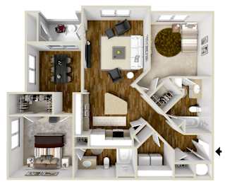 2 beds, 2 baths, 1,217 sqft, $1,732