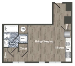 Studio, 1 bath, 476 sqft, $1,690