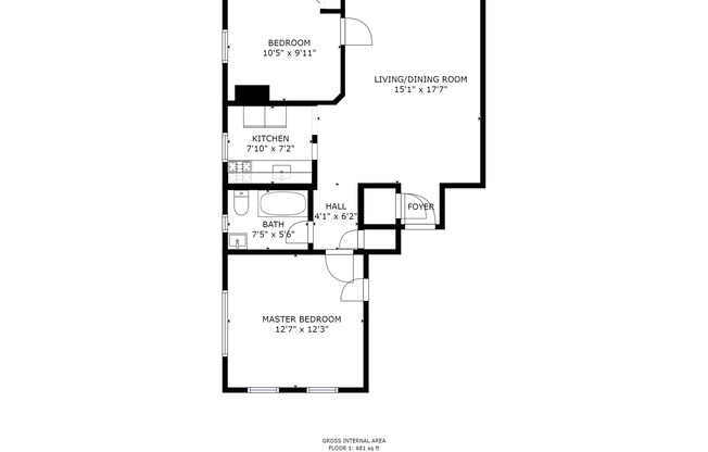 2 beds, 1 bath, 755 sqft, $1,530, Unit 4116T100