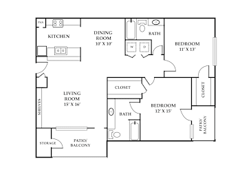 2 beds, 2 baths, 1,094 sqft, $1,316