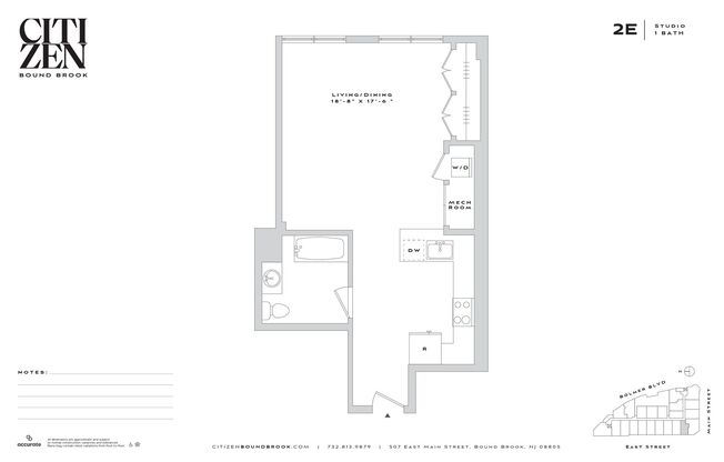 Studio, 1 bath, 617 sqft, $1,938, Unit 4E