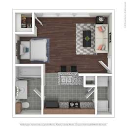 Studio, 1 bath, 430 sqft, $1,025