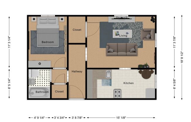 1 bed, 1 bath, 560 sqft, $855, Unit 55-21