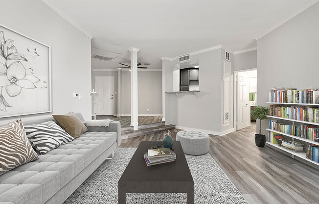 Large living room featuring hardwood floors.