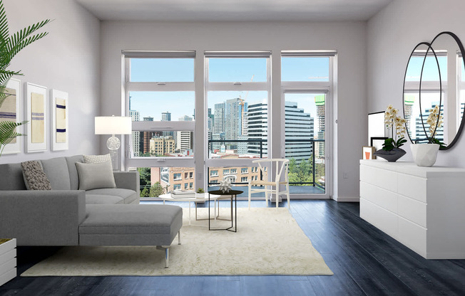 Living Room with Floor-to-Ceiling Windows and Hard Surface Flooring