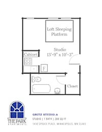 Studio, 1 bath, 280 sqft, $780