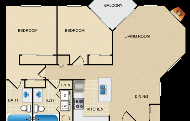2 beds, 2 baths, 990 sqft, $2,530, Unit B 118