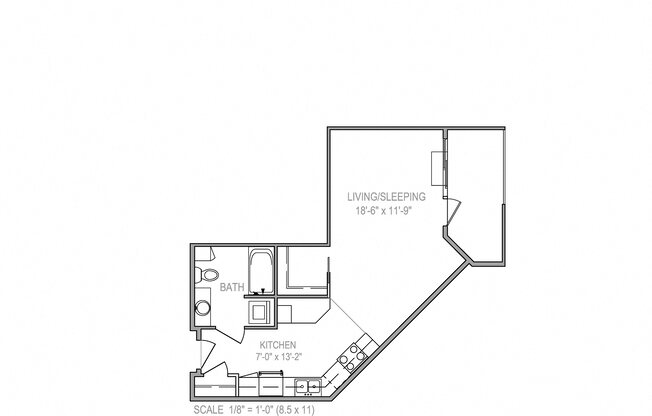 Studio, 1 bath, 519 sqft, $1,745