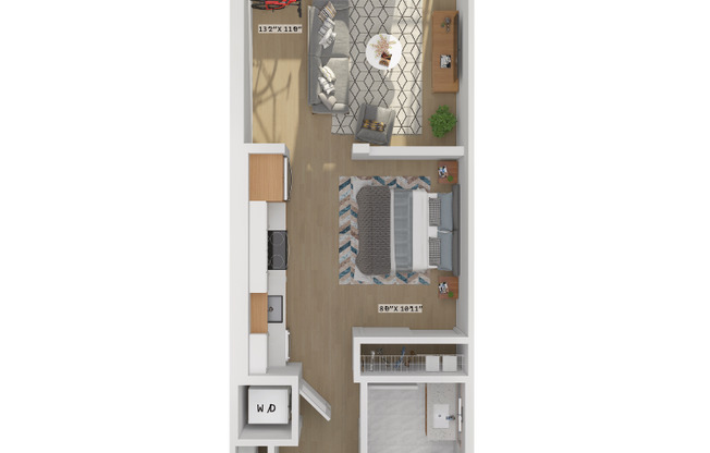 Studio, 1 bath, 513 sqft, $1,465