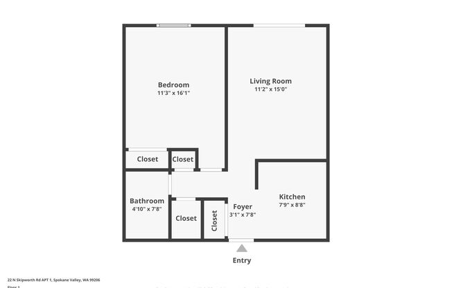 1 bed, 1 bath, 611 sqft, $945, Unit 01