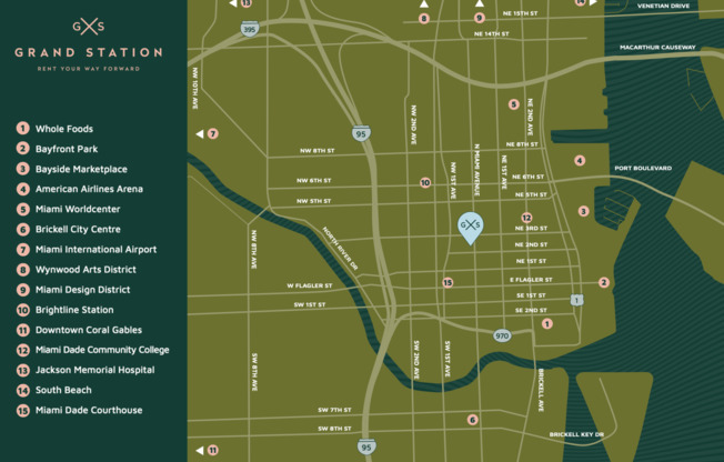 Grand Station Points Of Interest Map | Rent Your Way Forward Today | Downtown Miami