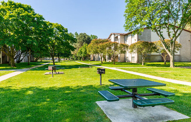 Court yard view at Woodland Villa Apartments, Westland, MI