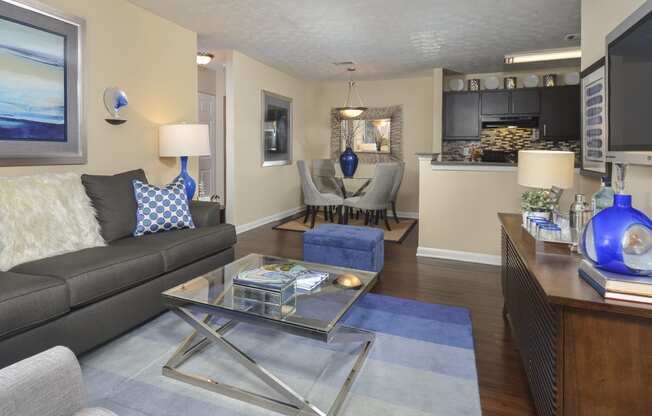 Living room decor at Harvard Place Apartment Homes by ICER, Georgia