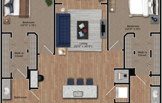 2 beds, 2 baths, 1,419 sqft, $2,369, Unit 1308