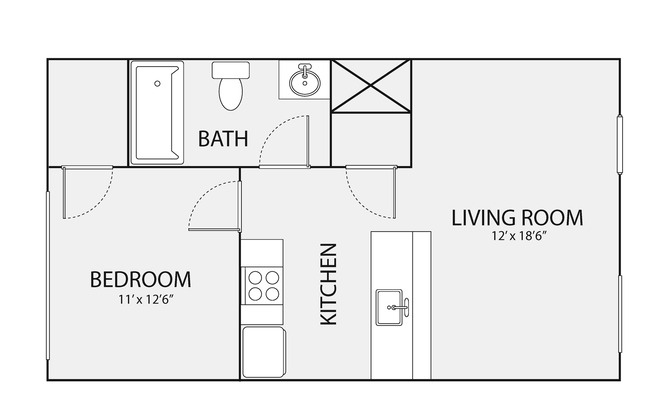 1 bed, 1 bath, 600 sqft, $1,240