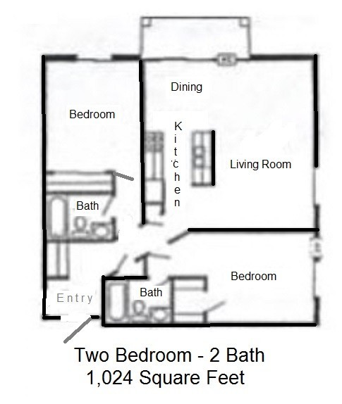 2 beds, 2 baths, 1,024 sqft, $1,425