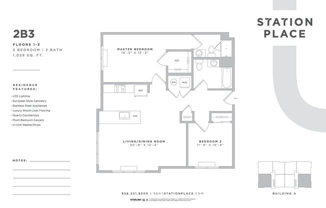 2 beds, 2 baths, 1,029 sqft, $2,400, Unit 3308