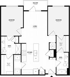 2 beds, 2 baths, 1,062 sqft, $2,449