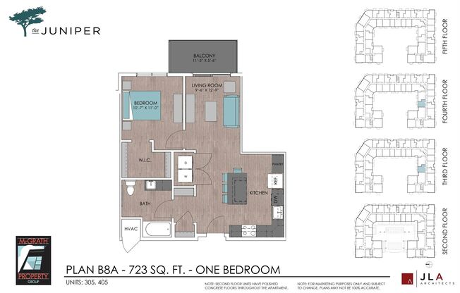 1 bed, 1 bath, 723 sqft, $1,705, Unit 305