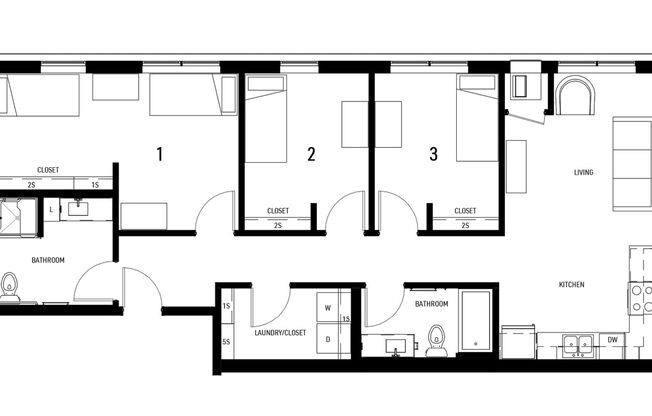 3 beds, 2 baths, 1,137 sqft, $2,520, Unit 314