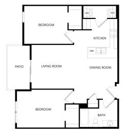 2 beds, 1 bath, 896 sqft, $1,206