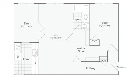 1 bed, 1 bath, 703 sqft, $1,675
