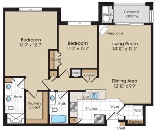 2 beds, 2 baths, 1,232 sqft, $2,909