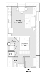 Studio, 1 bath, 578 sqft, $1,165