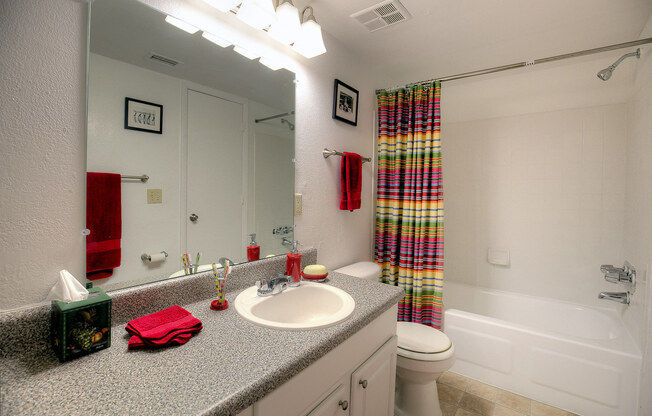 Modern, spacious bathrooms are in every Madison at Roosevelt apartment home.