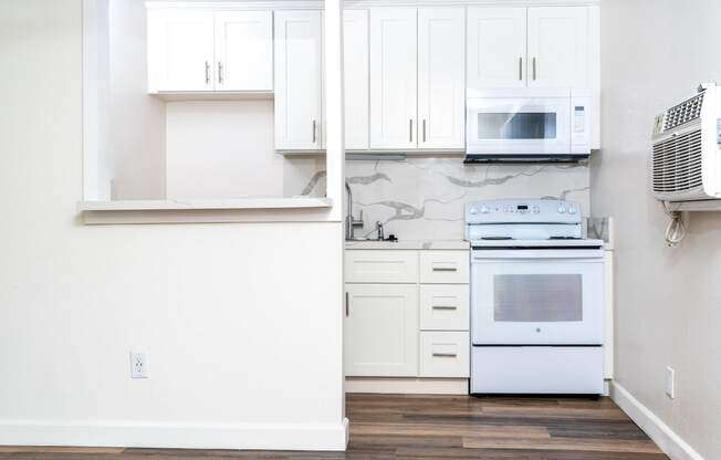 Kitchen with white appliances