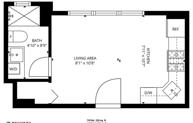 Studio, 1 bath, 229 sqft, $1,350, Unit 103