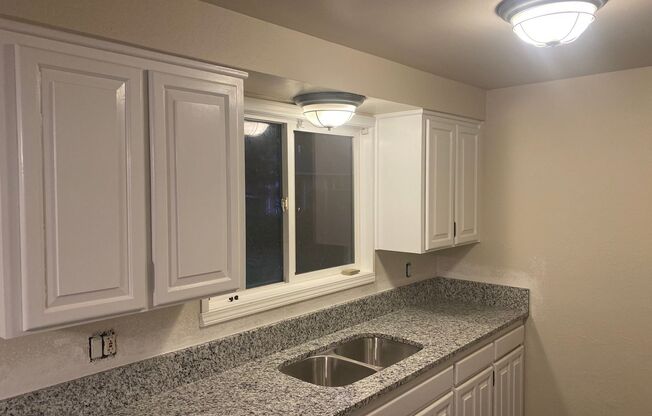 4 Bedroom, 2 Bathroom House with Large Fenced Backyard, New Vinyl Plank Flooring, Granite Countertops and Updated Bathroom with New Surround