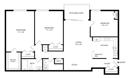 3 beds, 1 bath, 1,166 sqft, $2,298