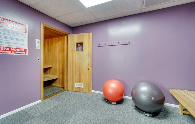 Fitness Center With Yoga/Stretch Area at La Vista Terrace, Hollywood, CA