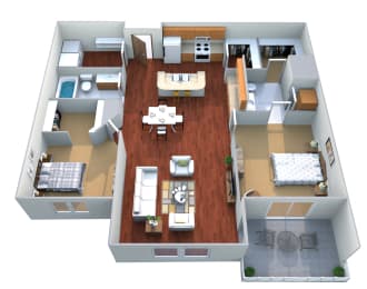 2 beds, 2 baths, 1,130 sqft, $1,270