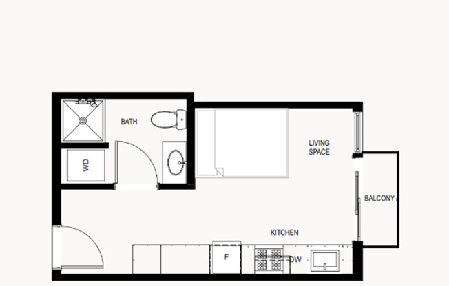 Studio, 1 bath, 298 sqft, $1,575, Unit 602