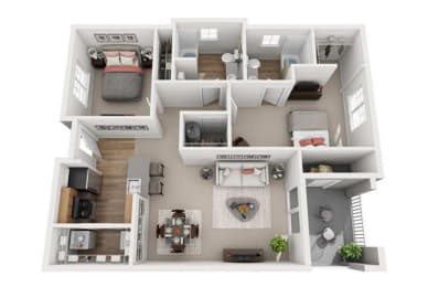 2 beds, 2 baths, 950 sqft, $1,728