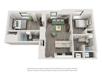 2 beds, 2 baths, 1,079 sqft, $3,588