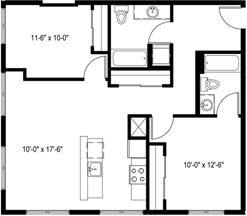 2 beds, 2 baths, 940 sqft, $3,844, Unit 707