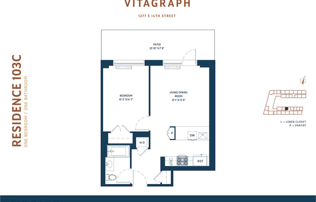 1 bed, 1 bath, 641 sqft, $2,875, Unit C103