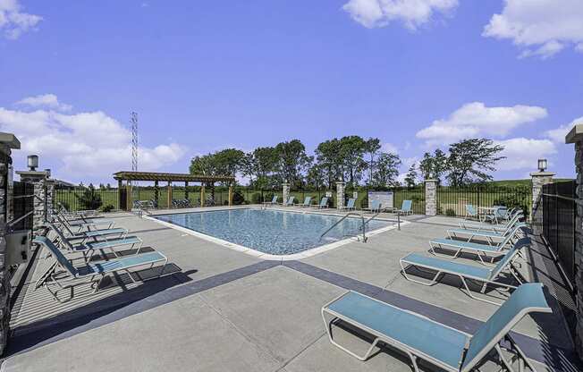 Resort style Pool with Pergola at Trade Winds Apartment Homes in Elkhorn, NE