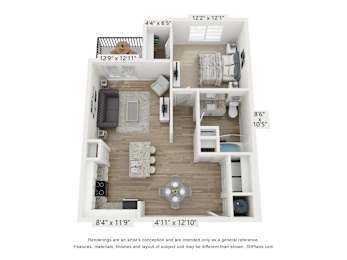 1 bed, 1 bath, 776 sqft, $1,424