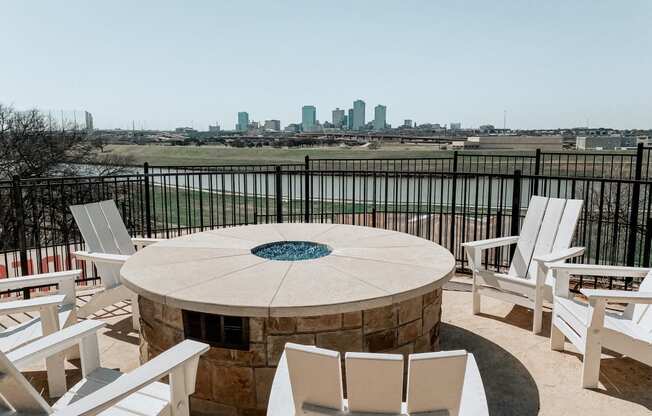 Presidio at River East Fire Pit with View of Downtown