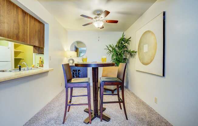 Model Dining Area at Bay Pointe Apartments, Lafayette, Indiana